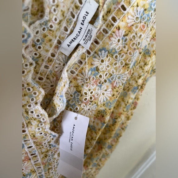 American Eagle Outfitters Yellow Flutter Sleeve Mini Dress - Picture 7 of 8